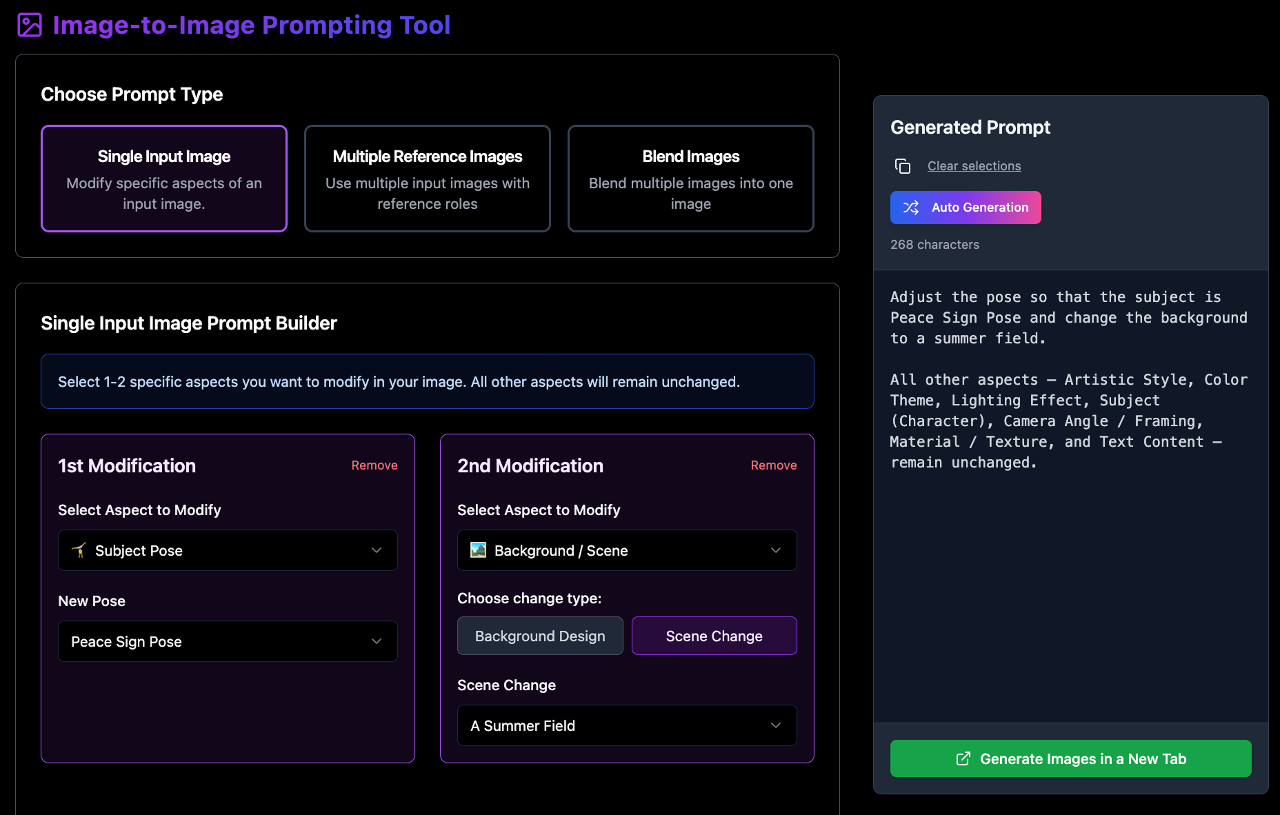 2. Image-to-Image Prompt Tool - Single Input Image UI